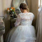 Gaun Perkahwinan Renda Pendek Cantik Separuh Panjang Teh Lengan Panjang Teh Plus Pakaian Perkahwinan Saiz Permata Skirt Tinggi Pantai Gaun Pengantin