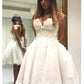 فستان زفاف قصير غير رسمي فساتين العروس البيضاء فيستدو دي نوفيا 3D الزهور الكرة ثوب فساتين الزفاف