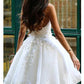 فستان زفاف قصير غير رسمي فساتين العروس البيضاء فيستدو دي نوفيا 3D الزهور الكرة ثوب فساتين الزفاف