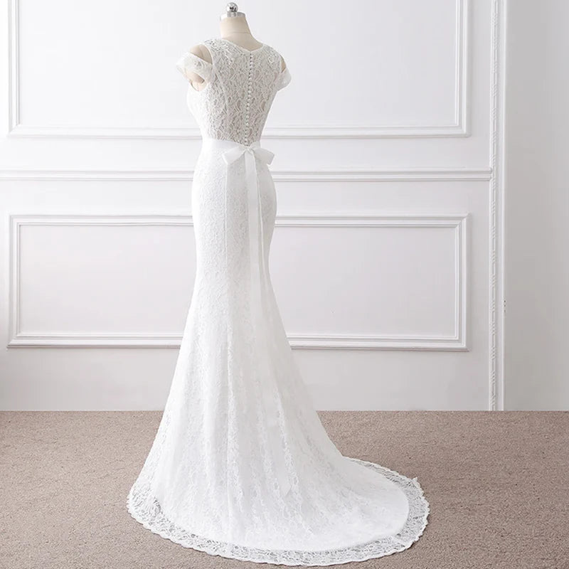 Elegante schöne Spitzenfächer Meerjungfrau Brautkleider Vestidos de noiva Robe de Mariage Brautkleid