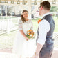 Piękne krótkie koronkowe sukienki ślubne w połowie długiego rękawu łydka herbata długość sukni ślubnych plus size