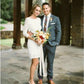 Long Sleeve Short Wedding Dresses Lace Elegant Sheath Romantic Bridal Gowns Custom Made Wedding Guest Dress