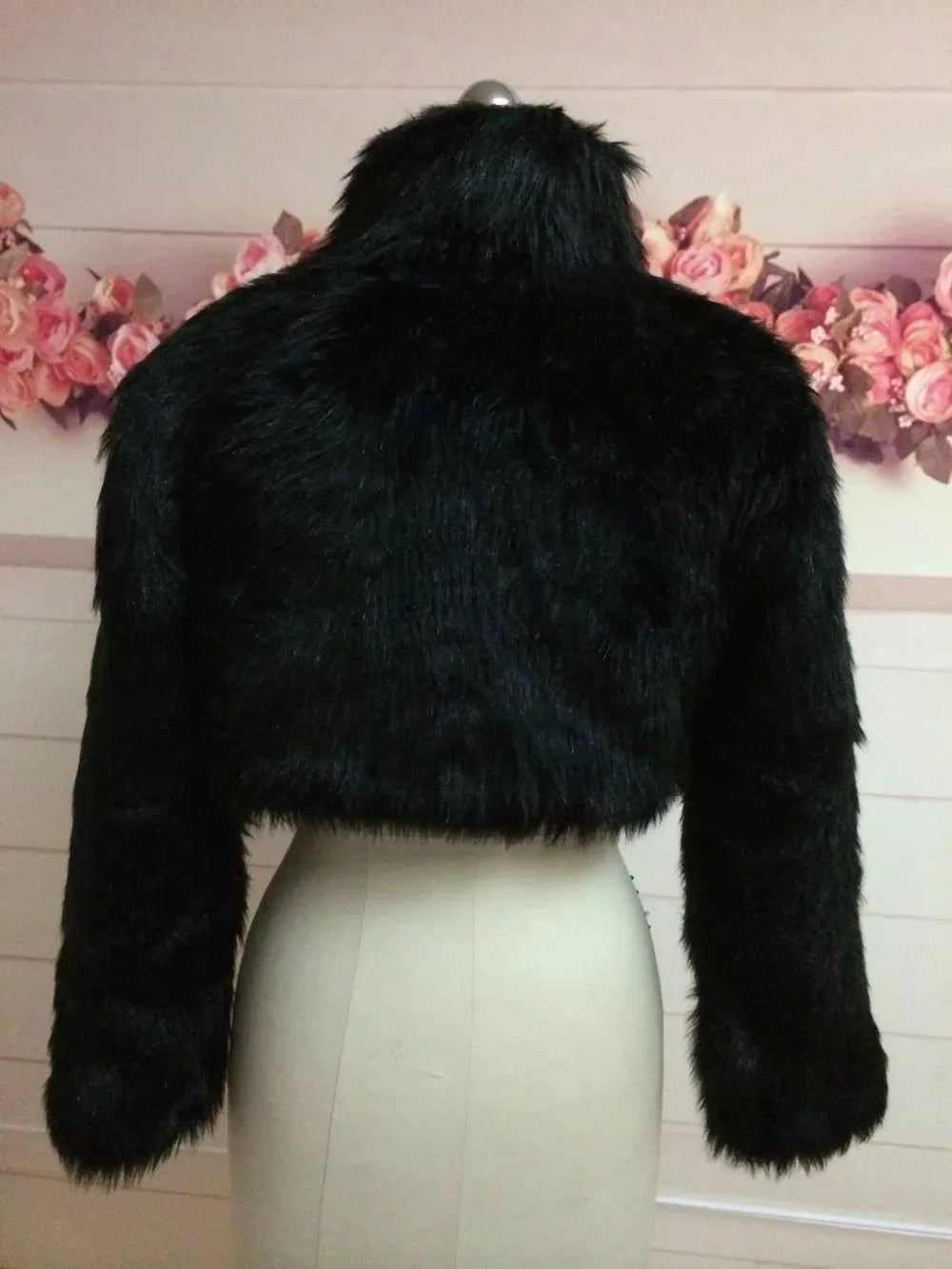 Black Faux Fur Bridal Wrap Coat Long Sleeve Shawl Cape Bolero Stole Ivory Fake Fur Bridesmaids Cape Black