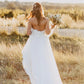 Vestido de noiva de praia Uma linha, namorada vestido noiva praia simples tule branco casamento faixas vestido de noiva feita sob medida