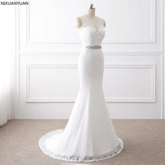 Elegante schöne Spitzenblumen Meerjungfrau Brautkleider Vestidos de noiva Robe de Mariage Brautkleid