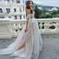 Champagne Boho Wedding Dress Renda Appliques Tulle Backless Beach Wedding Gowns off Shoulder Princess Bridal Dress