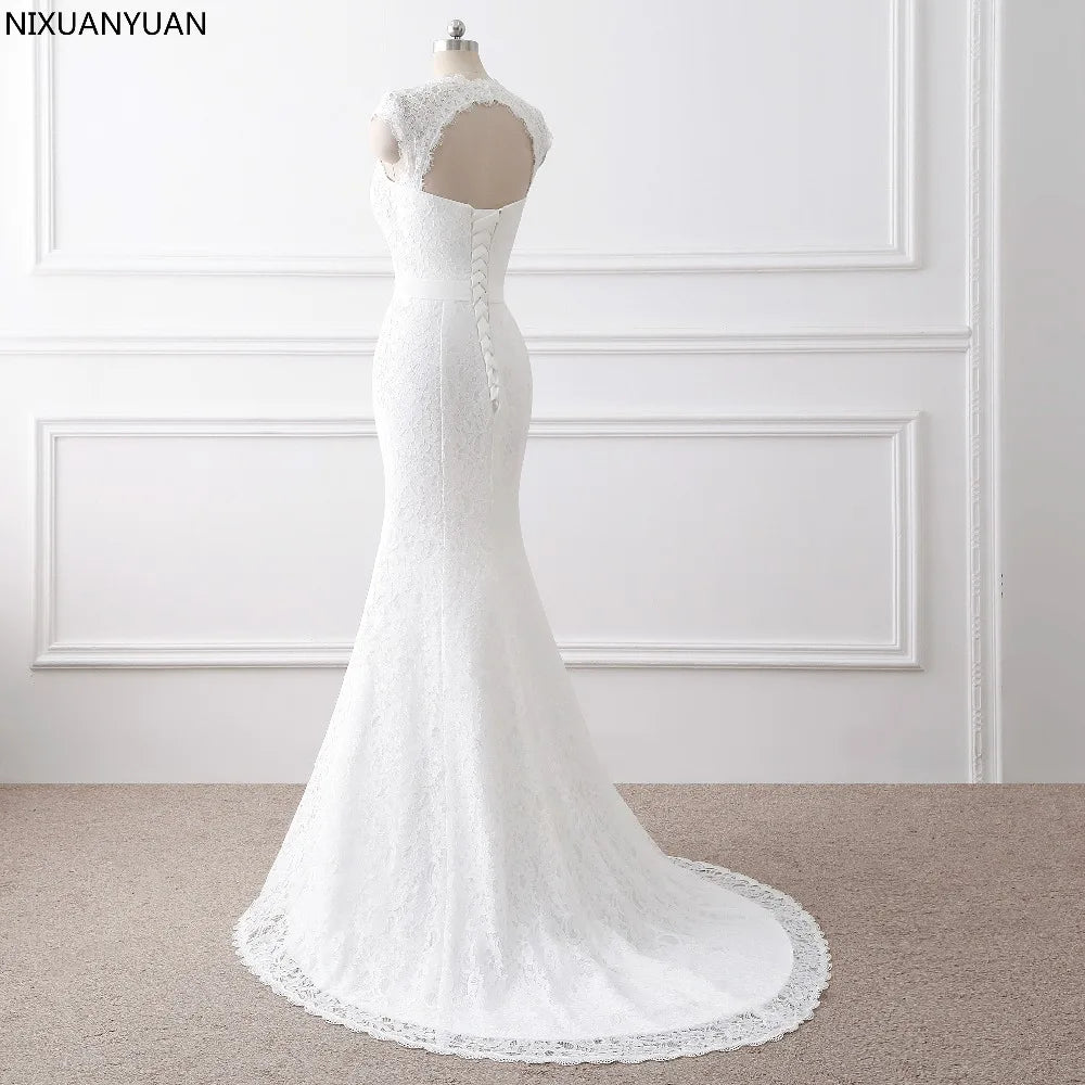 New Simiple Mariage Vintage Lace Gowns Mermaid Wedding Dress Plus Size Custom made Bridal Wedding Dress