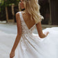 LoveDress Boho Deep V-Neck Wedding Dress Sleeveless Backless Lace Appliques Beach A-Line Bride Gown Sweep Train vestido De Novia