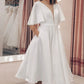 Krótka suknia ślubna prosta szyfonowa dekolt z kieszonkowym rękawem dystans kolanowy szlacka szatę de Mariee elegancka nowa