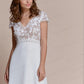Vintage New Short Wedding Dress Backless Knee Length Sexy For Women Bridal Gown Robe De Marieage V-neck Sexy Bridal White