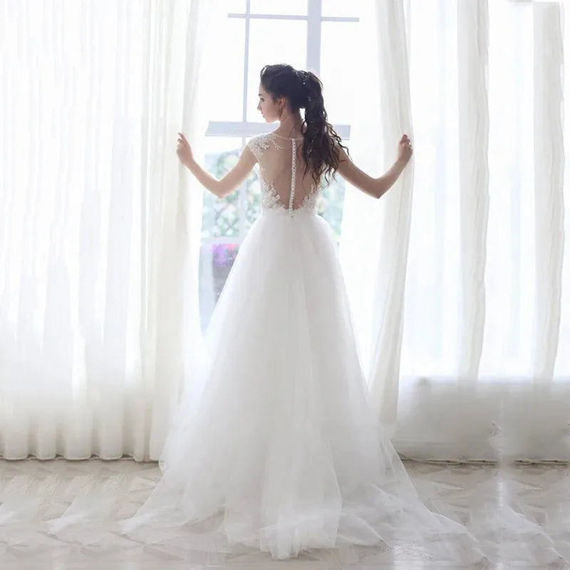 Tulle Wedding Dress Boho Elegent Sleeveless Plus Size Wedding Gown Bohemian Bride Dress robe mariee princesse 14w