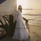 Elegant V-Neck Mermaid Wedding Dresses Illusion Long Sleeves Detachable Overskirts Lace Bride Dresses Trumpet Bridal Gowns