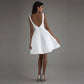 Kurze Brautkleider 2021 Weiße Elfenbeinbrautkleid weiße Brautkleider hochwertiger Satin -Hochzeitsfeierkleider