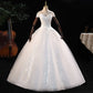 Off The Shoulder Wedding Dress Elegant Boat Neck Bridal Dress Lace Up Ball Gown Princess Luxury Vestido De Noiva Customize