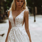 Lovedress boho Deep v-neck Wedding Dress Sleeveless Backless Lace Appliques Beach A-Line Bride Gown SWEEP Train Vestido de Novia