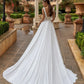 Vestido de noiva modesto para noiva para o pescoço sem mangas uma linha prega praia boho vestidos de noiva BRIDA