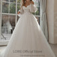 Lorie Glitter Vestres de noiva Apliques de manga de sopa de renda 3D Flores do ombro Tulle Boho vestido de noiva vestidos de Novia