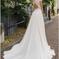 Elegant Satin Beach Wedding Dresses with Sleeves A-Line Lace Appliques Backless Boho Bridal Dress Princess Vestido De Novia