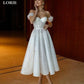 Shiny Glitter Tulle Wedding Dresses Sweetheart Boning Fitted Bodice Tea Length Bride Dresses Vestidos de novia