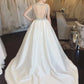 Gaun pengantin satin tanpa lengan seksi v-neck terbuka manik-manik kembali dengan gaun pengantin gaun gaun gaun gaun gaun putih gaun