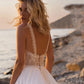 Boho Chiffon Wedding Dress Straps Sweetheart Necklace Bride Dress Boho Wedding Gown