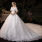 Wedding Dress New Vestido De Noiva Classic O-neck 1m Long Train Ball Gown Batwing Sleeve Princess Robe De Mariee Customize