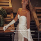 Simple High Low Chiffon Wedding Dresses Ivory Sweetheart Front Slit Short Bridal Gowns Open Back A-Line Bride Dresses