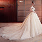 Wedding Dress Luxury Wedding Gown Sweet Lace Flower 1.3m Train Ball Gown Off The Shoulder Vestido De Noiva Robe De Mariee