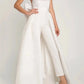 Luxury Pantsuits Strapless Wedding Dress Bow Detachable Train Sleeveless Satin Bridal Gown Vestidos De Soiree