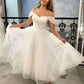 Simple A Line Short Wedding Dress Off The Shoulder Dot Tulle Bridal Gown Ankle Length Custom Made Vestidos De Novia