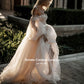 Ukochana księżniczka sukienki ślubne Długie rękawy zaczepiące się tiul plażowa suknie ślubne puszyste puszyste sukienki panny młodej