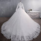 Abito da sposa musulmano elegante al collo alto con treno abito da sposa principessa abito da sposa di lussuoso pizzo vestido de noiva