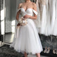 Short Wedding Dress Sweetheart Knee Length White Organza Point Net Bridal Gown Robe De Mariee Simple Beach Civil Satin