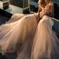 Suknia ślubna plażowa koronkowe aplikacje A-line boho ślubna sukienka księżniczka Kości słoniowo-size tiulowe suknie ślubne