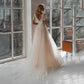 Bohemian Wedding Dresses Lace Appliques V-Neck Cap Sleeves Backless Tulle Sweep Train Beach Bridal Gowns Vestidos De Novia