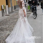 Fantastic Tulle 3D Lace Applique See Through Mermaid Wedding Dresses Long Sleeves Bridal Dress  vestidos de novia sencillos