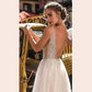 Boho Wedding Dress Sexy V Neck High Split Slit Rok Tulle Beach Wedding Gowns Lace Appliqued Backless Bridal Dress