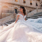 Neues Spitzen-Hochzeitskleid Deep V-Ausschnitt Back Reißverschluss Brautballkleid vom Schulter Boho Hochzeitskleid Vestido de Noiva