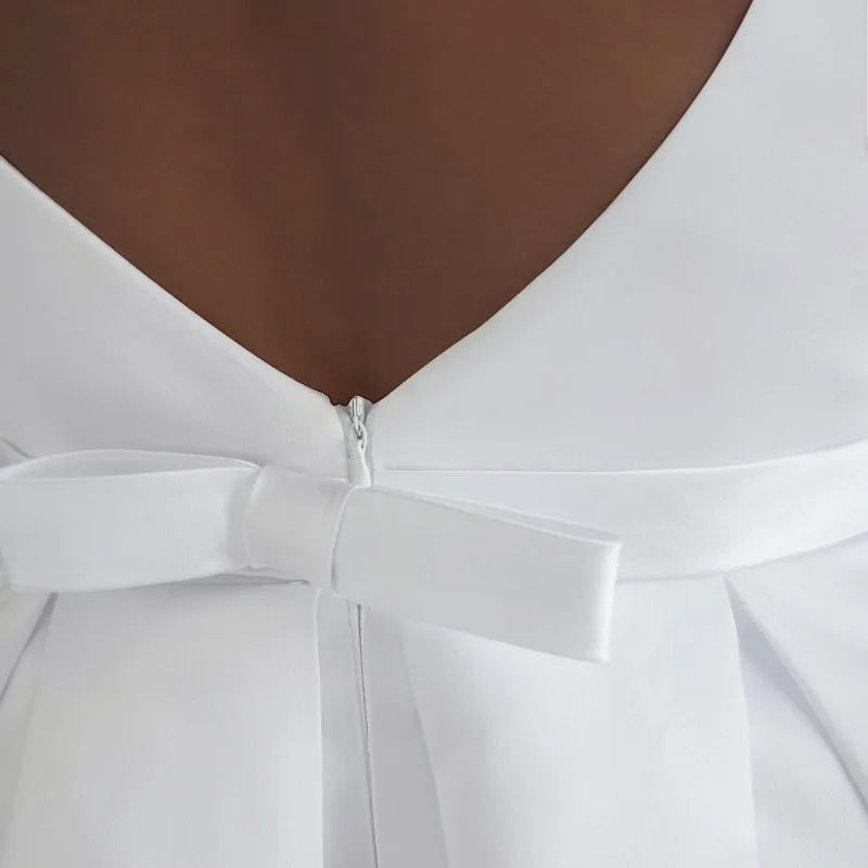 Kurze Brautkleider 2021 Weiße Elfenbeinbrautkleid weiße Brautkleider hochwertiger Satin -Hochzeitsfeierkleider