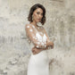 Prosta krótka suknia ślubna Seksowna koronkowa aplikacja Iluzja Trzy Quater Sleeves Vintage Suknie ślubne Vestidos de novia