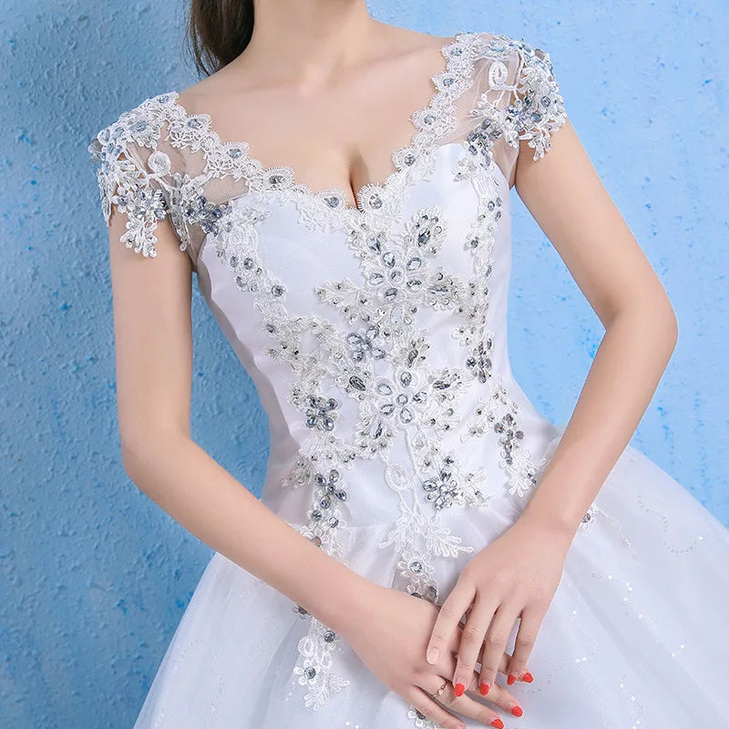 Gryffon Hochzeitskleid sexy V-Ausschnitt Spitze Stickerei Court Trainball Kleid Prinzessin Brautkleider Vestido de noiva Plus Größe
