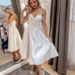 Vestido de noiva curto, namorada, cetim até o ombro simples vestido de noiva brilhante para mulheres noivas elegantes manto de março
