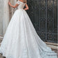 Fast Delivery Sweetheart Neckline Cap Sleeves Sweep Train A-line Lace Wedding Dress 2021 Bridal Gown With Belt