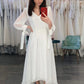 Short Wedding Dress Knee Length Long Sleeve Chiffon With Bow Robe De Marie Custom Made Charming Beach For Women New