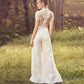 Robe De mariée élégante en dentelle pour femmes, combinaison élégante, manches courtes, col rond, Illusion au dos, robes De mariée