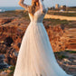 Elegant Lace Wedding Dresses Boho Long Sleeve Tulle Bridal Gown A-line Beach Wedding Gowns Bohemia Princess Party Dress