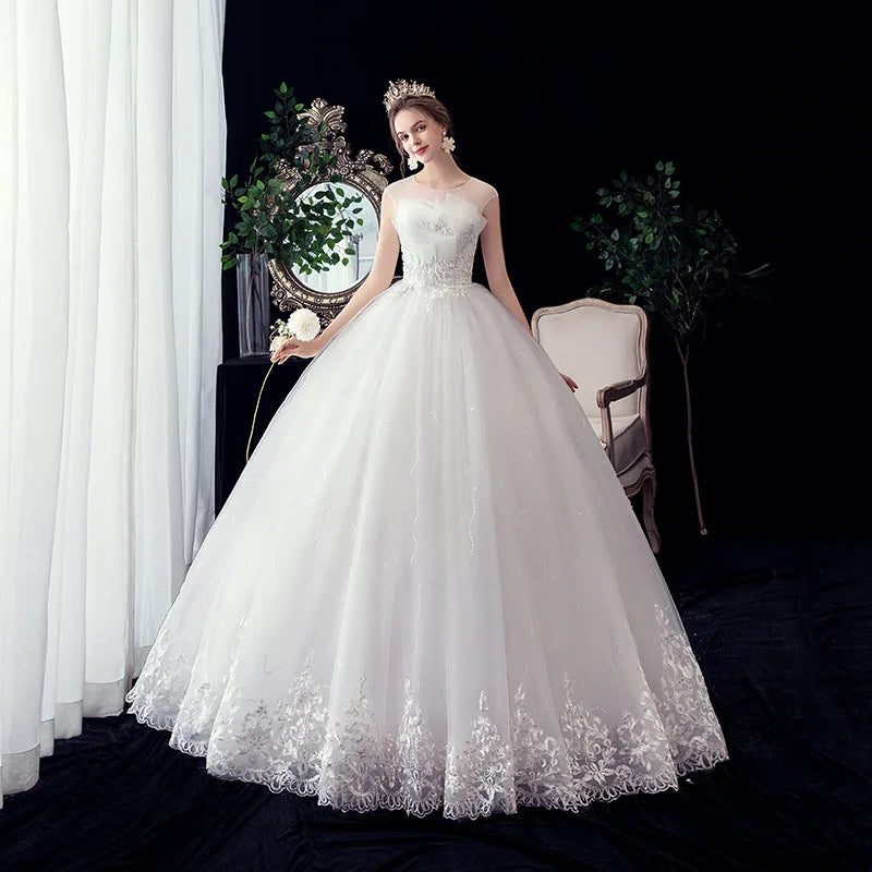 فستان زفاف جديد جريفون أنيق على شكل كرة الأميرة الفاخرة من الدانتيل فيستدو دي نويفا رداء دي ماري مقاس كبير