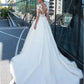 New O-neck Tulle Skirt Applique Flowers A-line Wedding Dress Long Sleeve Turkey Bridal Gowns Lace Wedding Dresses 2021