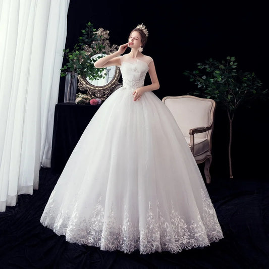 Pakaian Perkahwinan Baru Gryffon Bola Elegant Gown Princess Luxury Lace Vestido de Noiva Robe de Mariee Plus Saiz