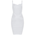 Women'S Sexy Bandage Dresses Christmas Autumn Sleeveless Spaghetti Belt Stretching Fitness Club Party Dress Mini Bodyconvestodos WHITE